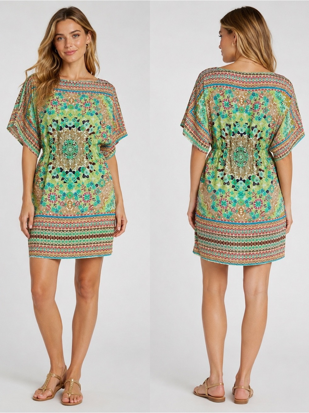 Maggy London Floral Medallion Print Kimono Sleeve Dress